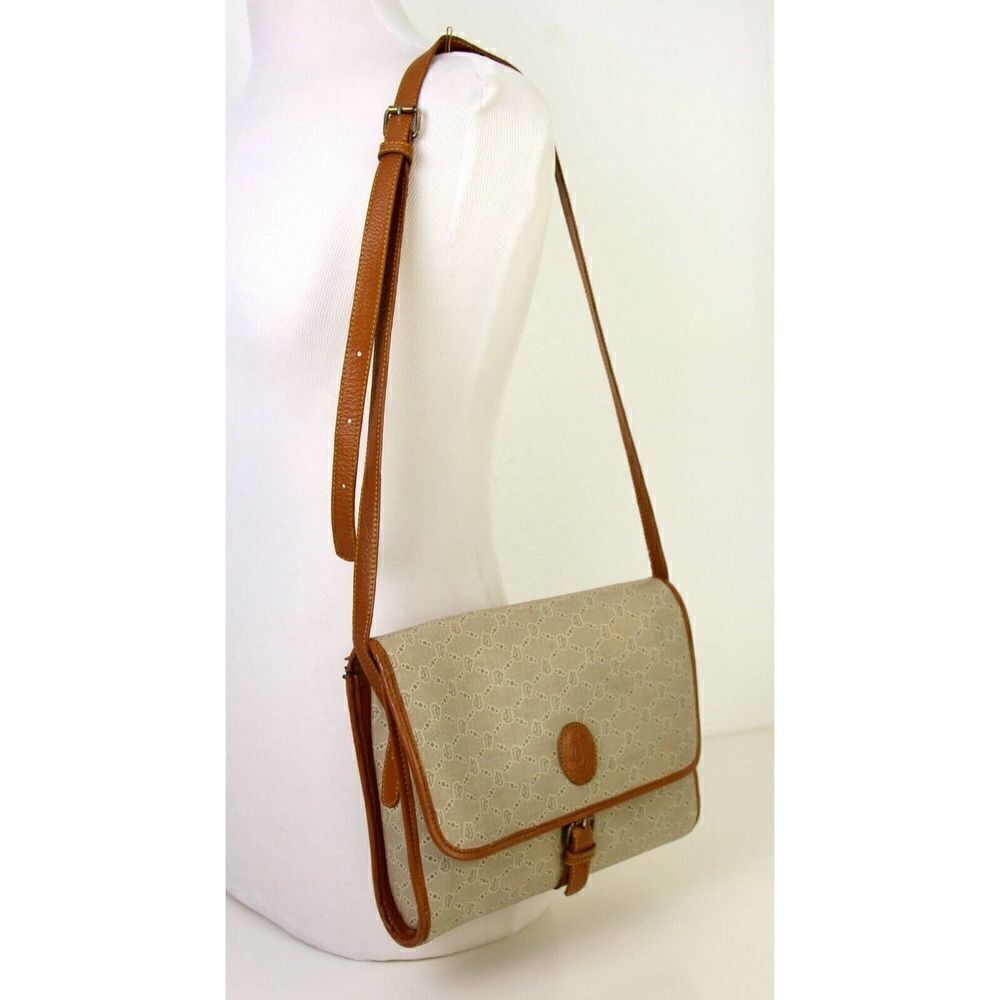 VTG JOE LEATHER HANDBAG SIGNATURE PVC BROWN LEATHER XBODY BAG SHOULDER BAG PURSE - Picture 4 of 11